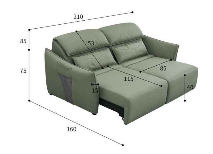 Modern Minimalist Double Technology Cloth Electric Sofa Bed Telescopic Function Sofa Bed Dual-Use