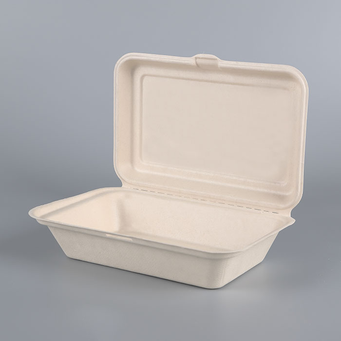 9 inches disposable rectangular Sugarcane/Bagasse fiber paper clamshell food packaging box