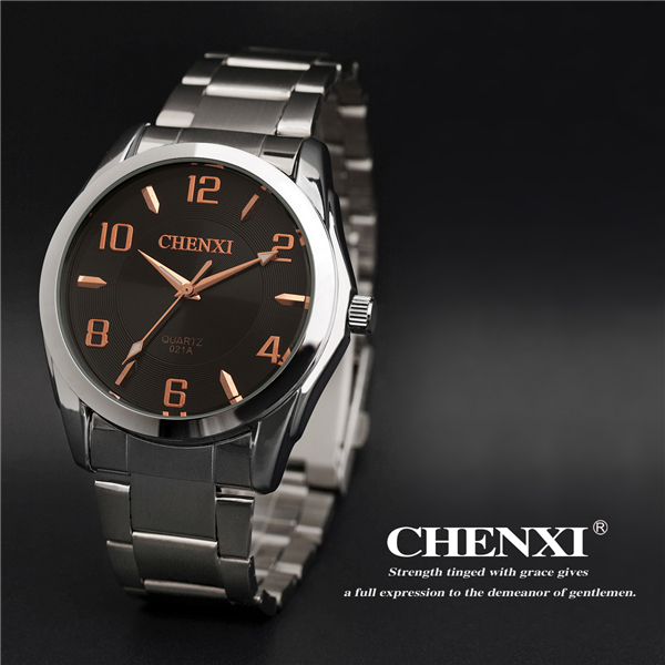 Rose Gold 021A Wedding Gift Watch Men's Wrist Watches Round Stainless Steel Band Watch Pink Black Watches Man