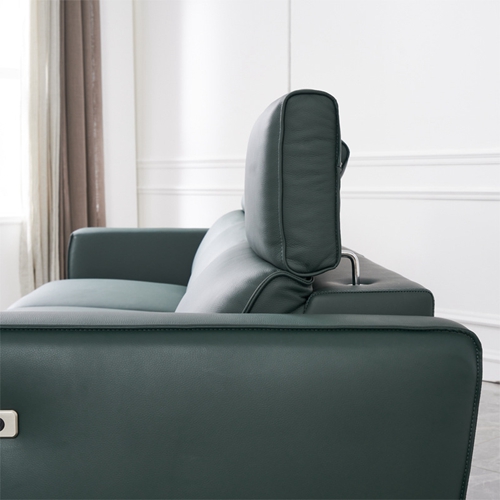 New Italian Style First Layer Cowhide Functional Modern Minimalist Manual Headrest Metal High Leg Leather Sofa