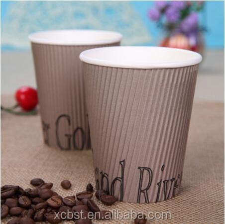 2014 9oz (260ml) kraft triple wall insulated ripple wrap hot cup