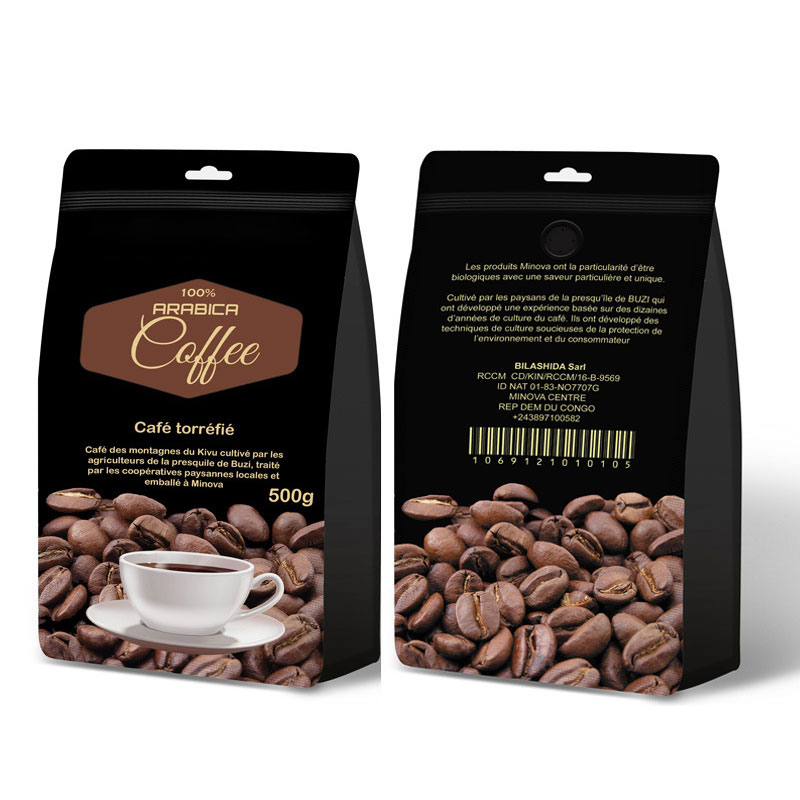 Aluminum Foil Stand Up Pouch Coffee Beans Packaging Bag Red 8Oz 1Kg With Valve And Zipper