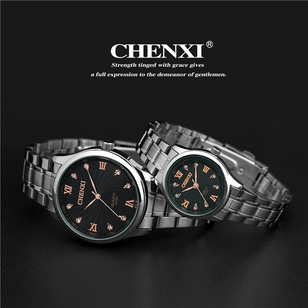 Rose Gold 010D07J Wrist Watches Men Stainless Steel Watch for Couple Black White Gift Watch for Lover