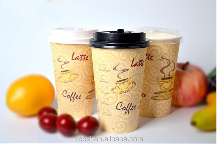 Single PE 480ml-600ml export coffee one time use disposable paper cups with lids